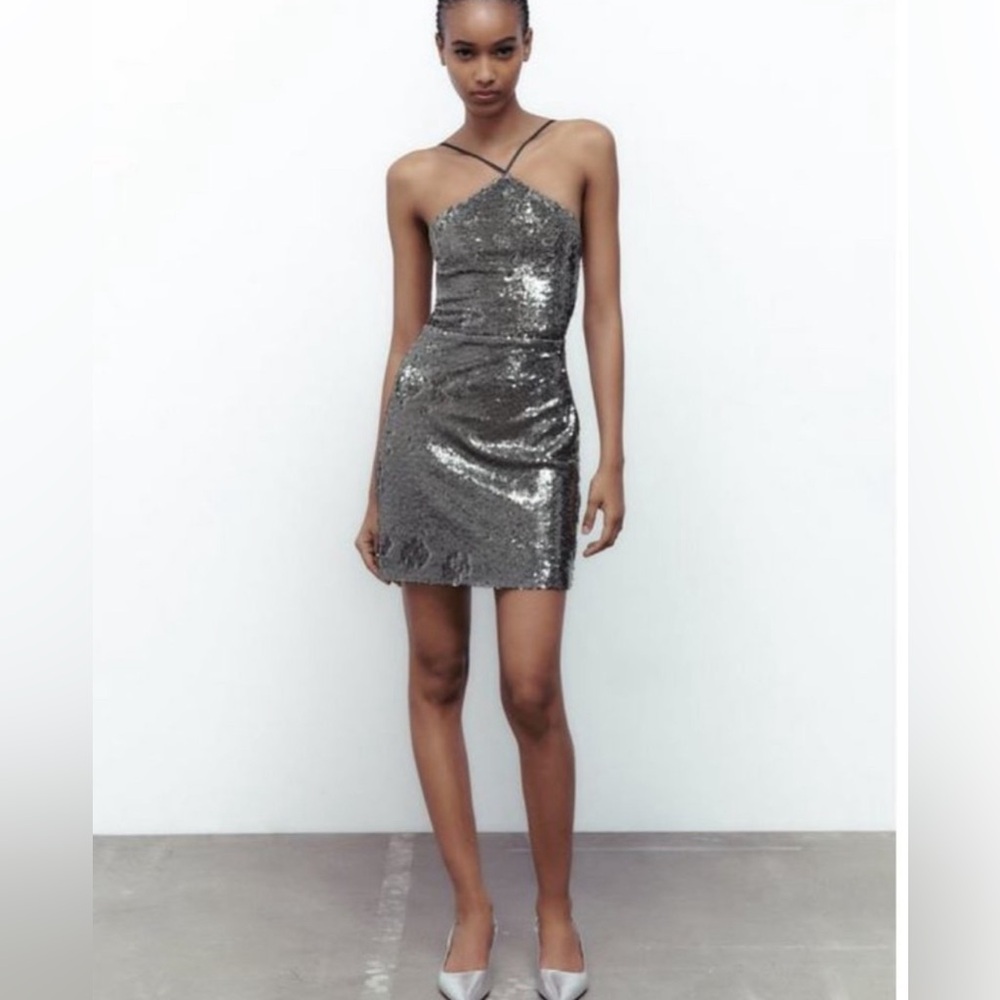 NWT Zara Sequin Dress Back Open